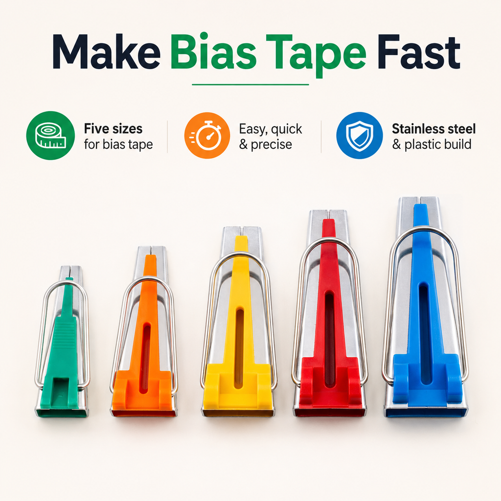 5 size bias tape maker set for fabric folding quilting and tailoring Pakistan