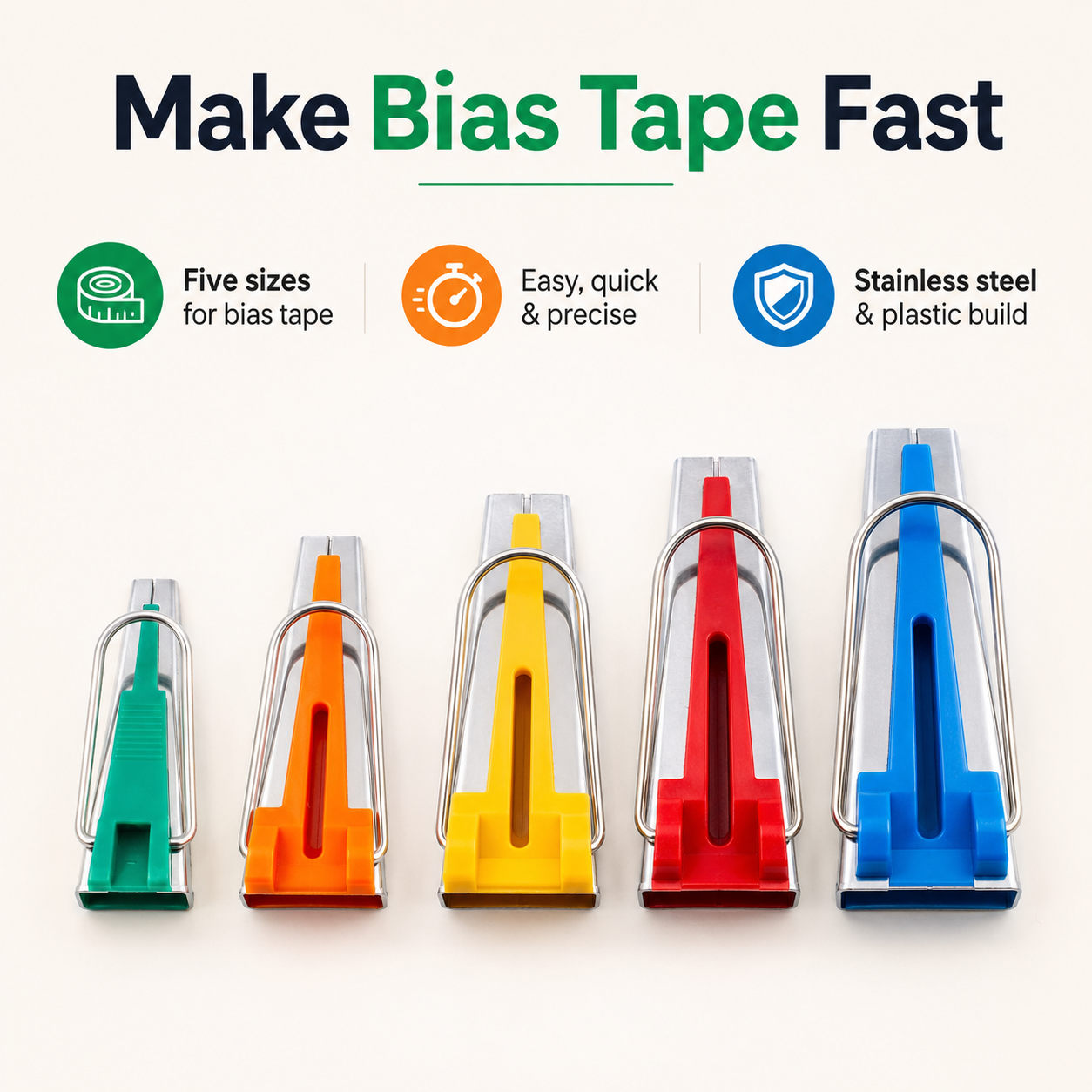 5 size bias tape maker set for fabric folding quilting and tailoring Pakistan