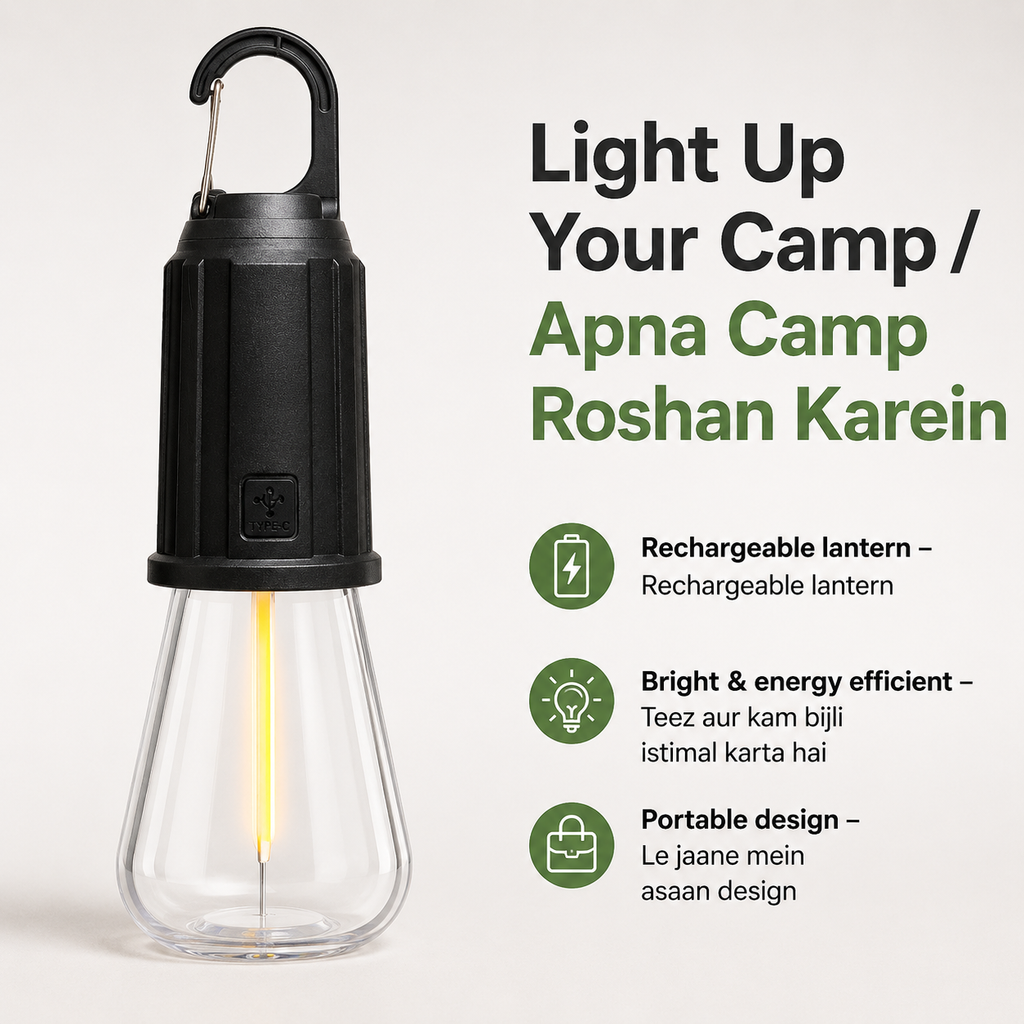 Portable rechargeable LED camping bulb for outdoor hiking and emergency Pakistan