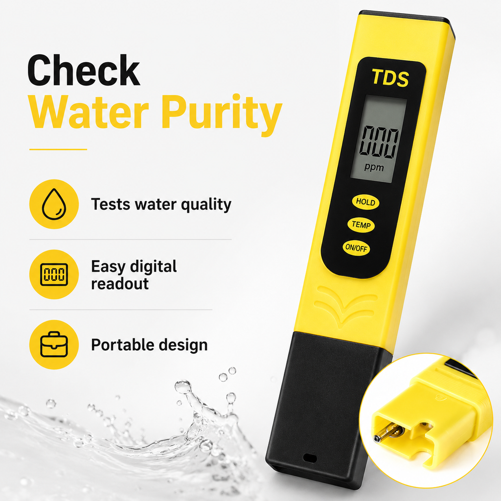 Portable digital TDS meter checking water purity and filter quality Pakistan