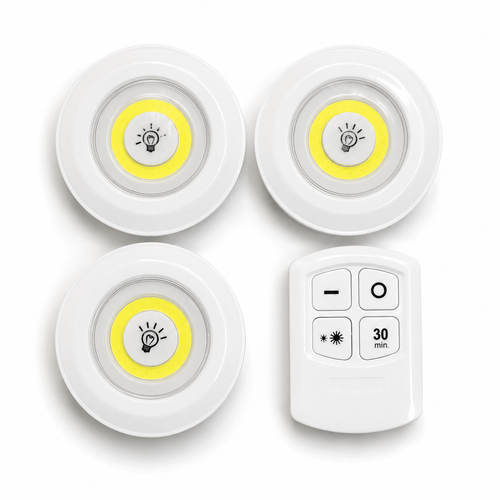 LED Light with Remote – Set of 3 Wireless Puck Lights
