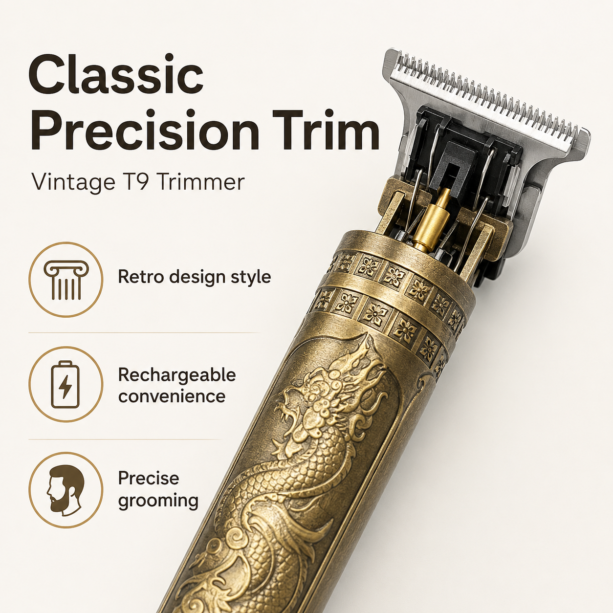 T9 metal body trimmer rechargeable grooming trimmer for beard and hairline Pakistan