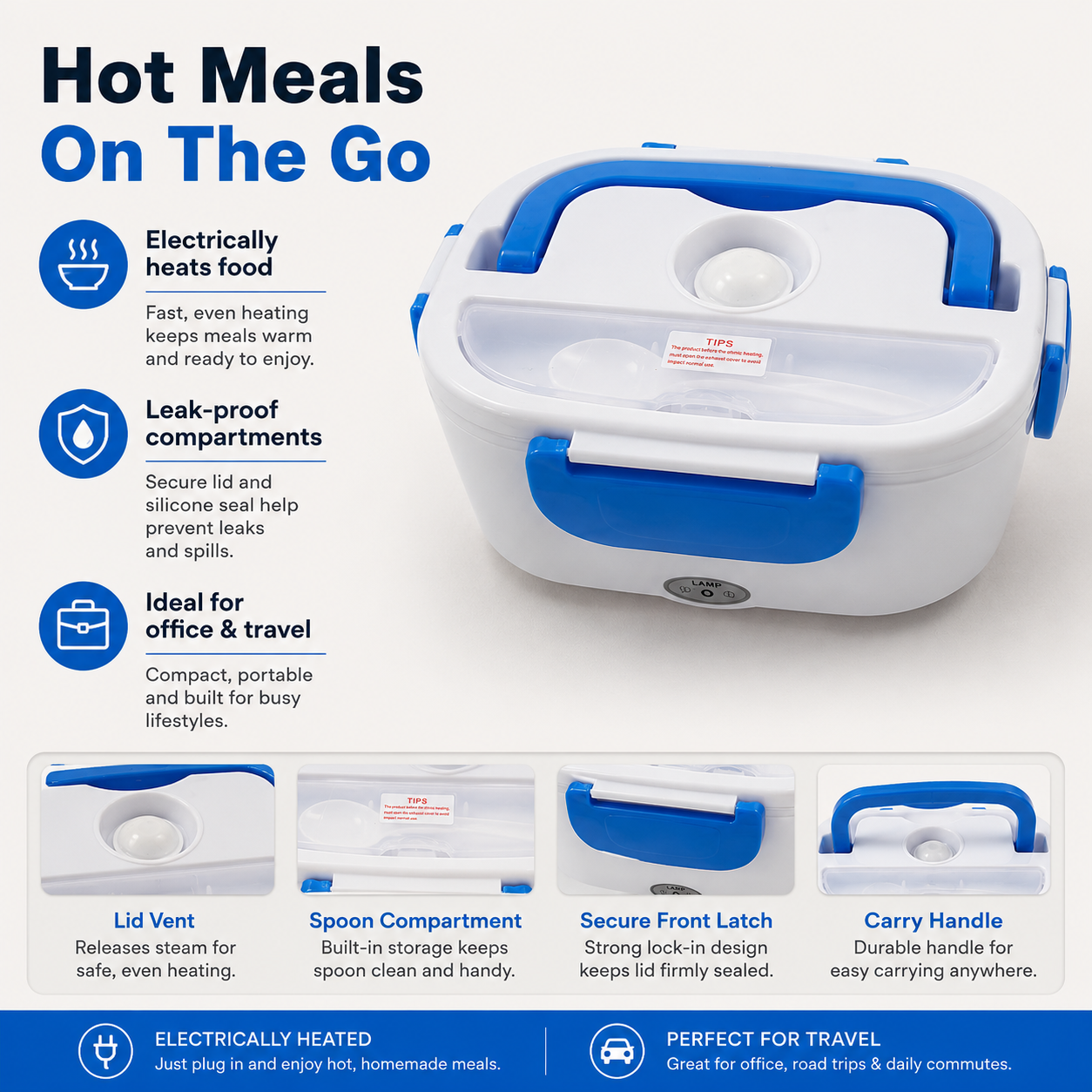 Portable electric lunch box food warmer for homemade meals office use Pakistan