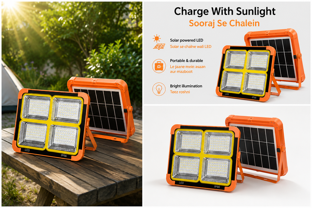 Solar powered rechargeable outdoor LED light Pakistan
